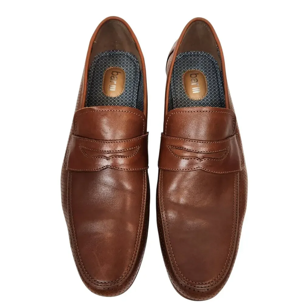 Bar III Men's Peyton Brown Leather Penny Loafers Size 11.5